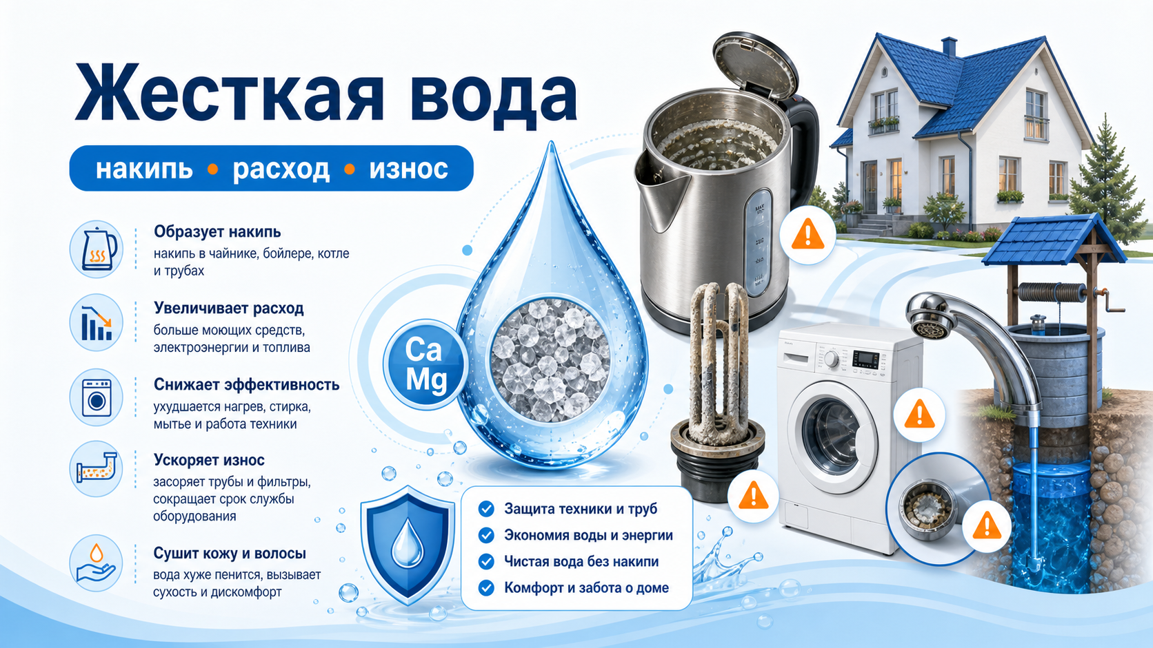 Жесткая вода и накипь