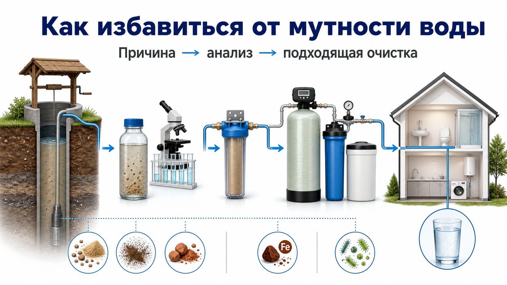 Схема очистки мутной воды из скважины для частного дома